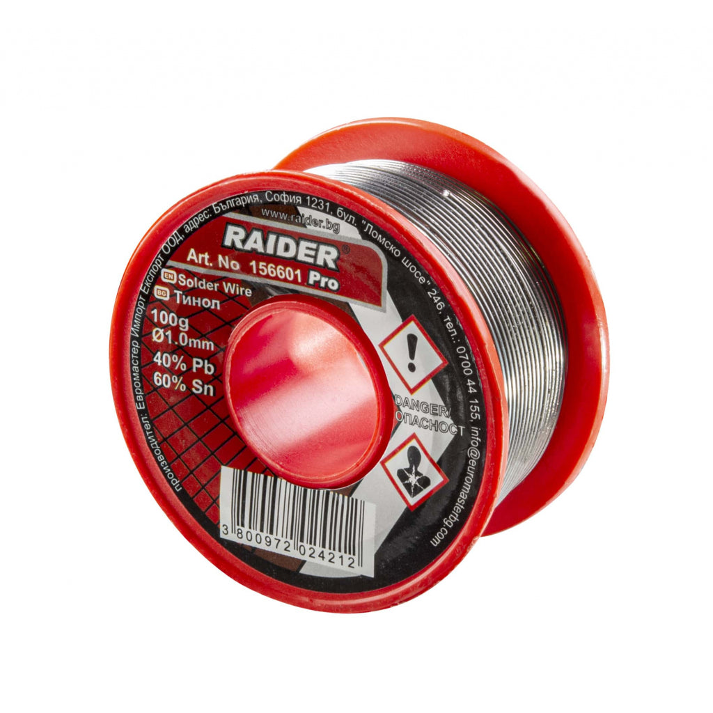 RAIDER Fludor ø1mm 100g 60%Sn 40%Pb Pro Proiectat pentru lipirea metalelor