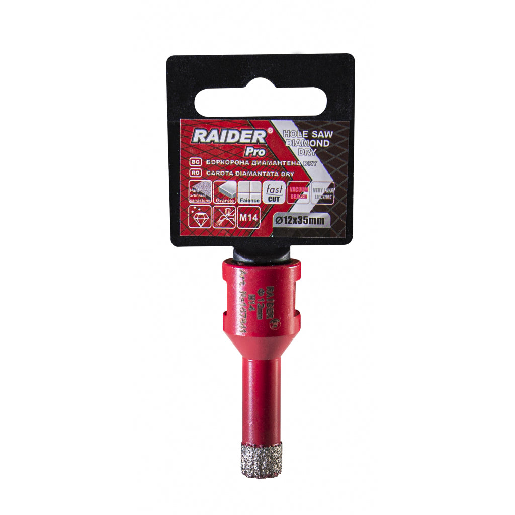RAIDER Freza diamantata pentru frezare uscata M14 x 12 mm Utilizare indelungata Taiere extrem de rapida Taiere fara apa Carotele de gaurire sunt proiectate sa fie montate pe poli