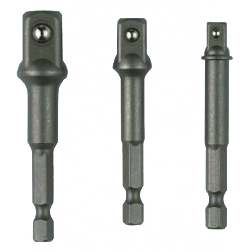RAIDER Set 3 adaptori patrati 1/4 HEX la 3/8 si 1/2 Raider Set de adaptoare pentru surubelnite cu prindere patrata de 1/4", 3/8", 1/2" Blocare cu bila