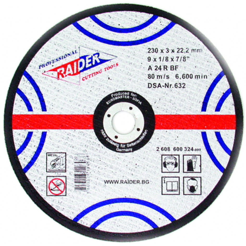 RAIDER Disc pentru taiat metal 115х3.2х22.2mm Disc pentru taierea metalelor Viteza periferica maxima: 80 m / s