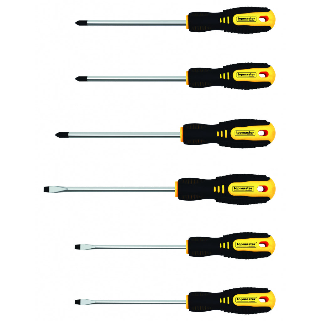 TOP MASTER PRO Set 6 surubelnite in cutie carton CR-V TMP Cap magnetic Maner bi-material pentru o aderenta si confort sporite Fabricat din otel Cr-V de calitate