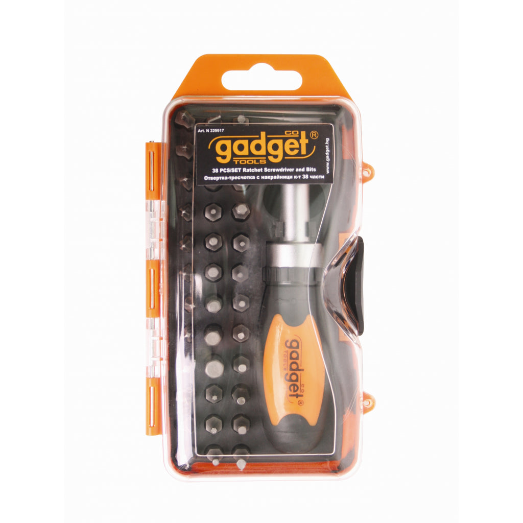 GADGET Surubelnita cu clichet 38 biti GD Schimbarea rapida a biti-lor Maner tip "T" Cutie utila de depozitare, din plastic
