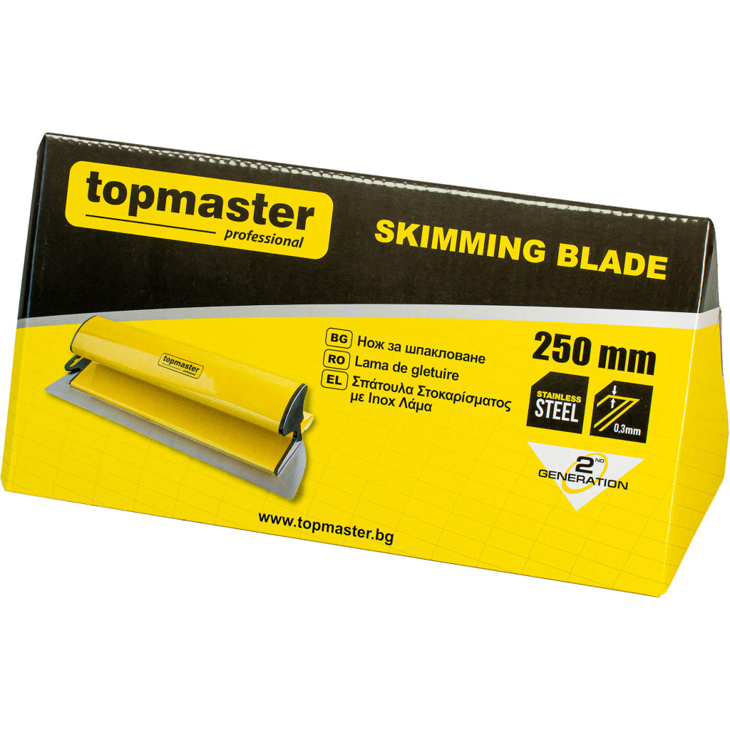TOP MASTER PRO Lama de gletuire 250 mm TMP Oțel inoxidabil de 0,3 mm Mâner din PVC confortabil și ergonomic Lame înlocuibile