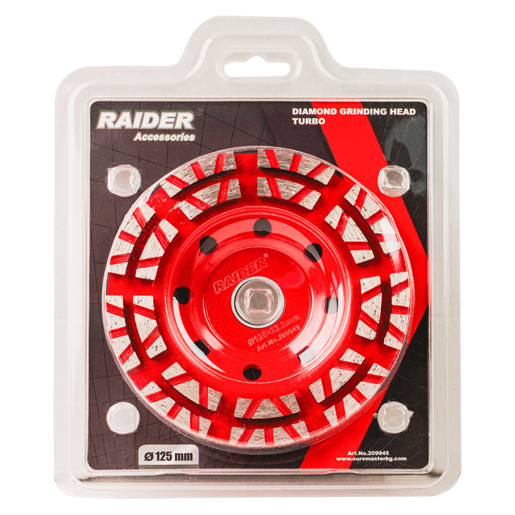 RAIDER Disc diamantat pentru slefuit 125x22.2mm LR type Discul de șlefuit „B Turbo” asigură performanță stabilă pe o gamă variată de suprafețe. Oferă o durată de viață îndelung