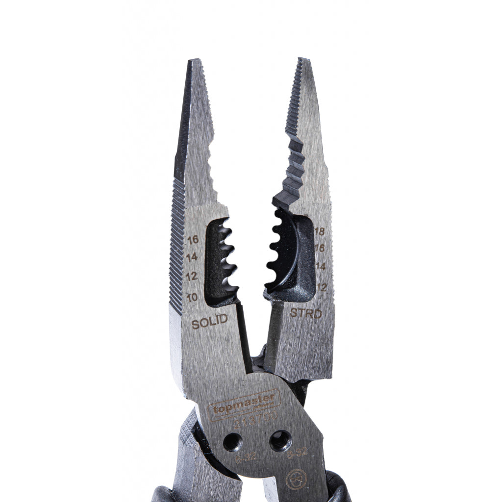 TOP MASTER PRO Cleste patent 6 in 1 cu varf lung 210mm TMP Cr-Ni - de 2 ori ma rezistent la uzura decat Cr-V Pârghie mare - cu 35% mai puțin efort decât modelul standard 6 functii