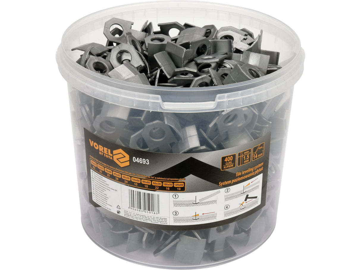CLIPS 1.5MM PENTRU VOREL 04693 SISTEM NIVELARE PLACI, 400 BUC