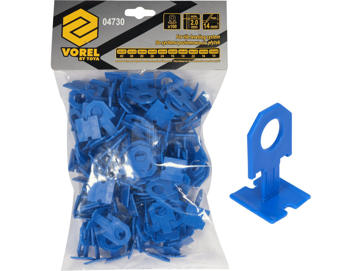 CLIPS 2MM PENTRU VOREL 04730 SISTEM NIVELARE PLACI, 100 BUC