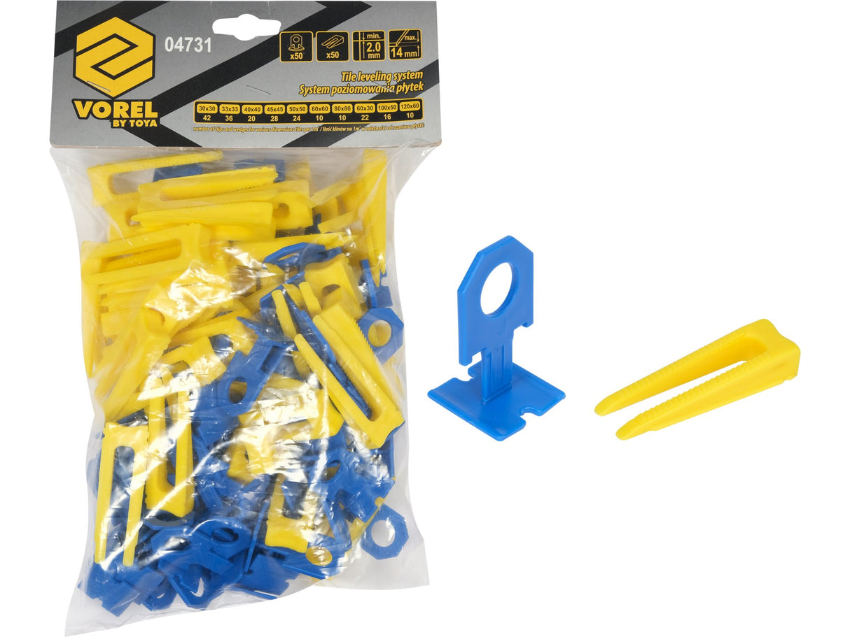 SISTEM NIVELARE PLACI VOREL 04731 2MM 50 CLIPS + 50 PENE