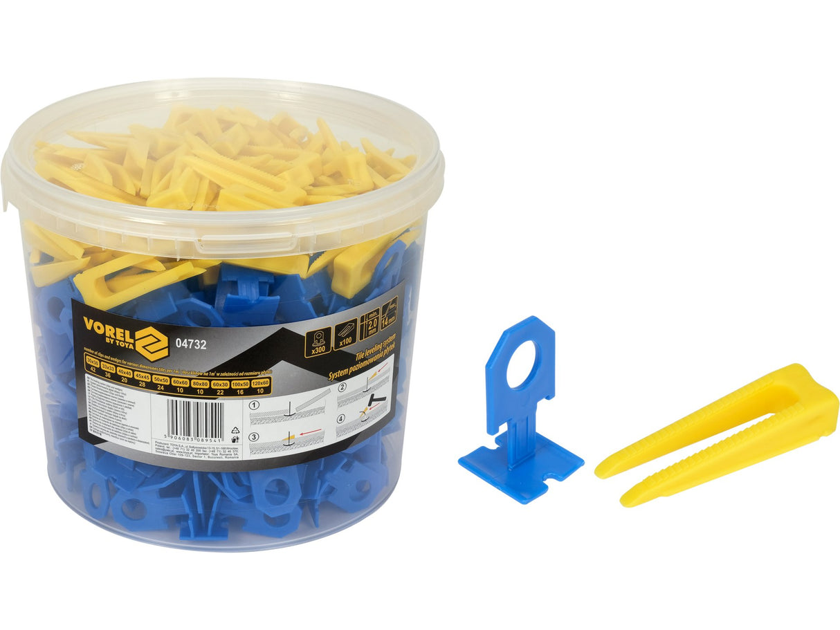 SISTEM NIVELARE PLACI VOREL 04732 2MM 300 CLIPS + 100 PENE