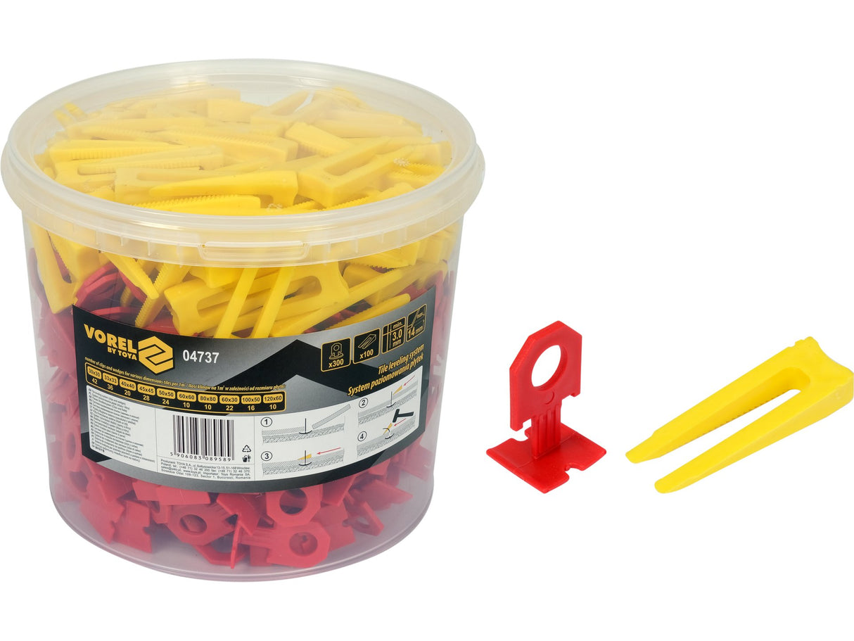 SISTEM NIVELARE PLACI VOREL 04737 3MM 300 CLIPS + 100 PENE