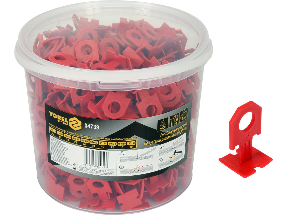 CLIPS 3MM PENTRU VOREL 04739 SISTEM NIVELARE PLACI, 400 BUC