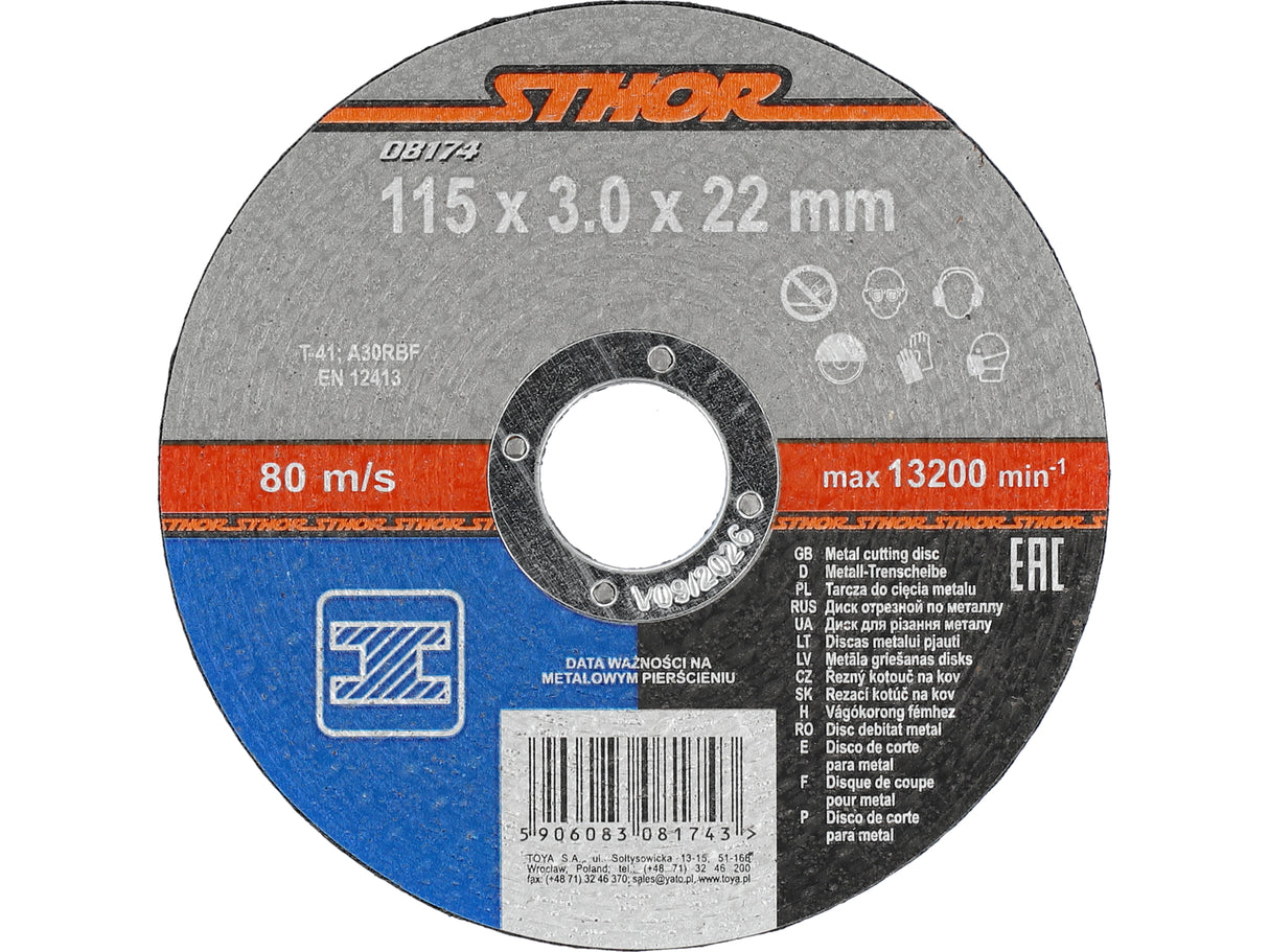 DISC DEBITAT METALE STHOR 08174 115X3X22.2MM, STHOR