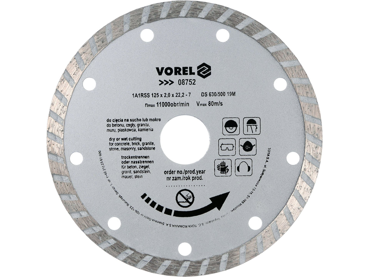DISC DIAMANTAT TURBO VOREL 08752 125MM DISC DIAMANTAT TURBO 125 MM