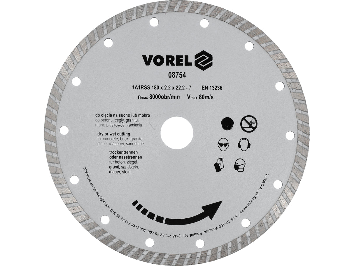 GYÉMÁNT TÁRCSÁS TURBO VOREL 08754 180MM