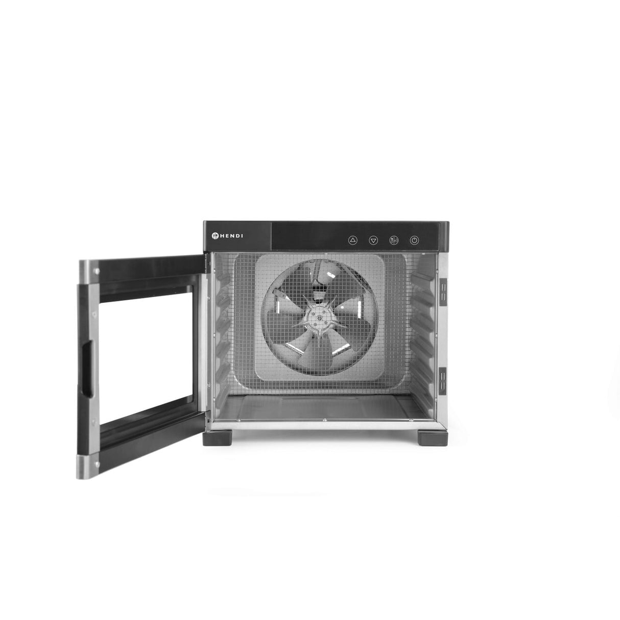 Deshidrator alimente Hendi Profi Line, 550 W, 6 tavi inox, temperatura reglabila 35-75 C, Gri, timer, panou de control digital