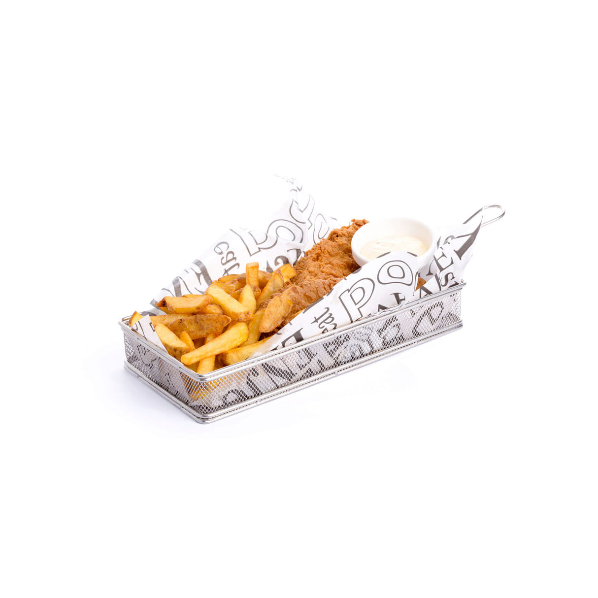 Cos servire tip mini-fry, pentru servire cartofi prajiti si aperitive, inox, 275x130x(H)45 mm, Hendi