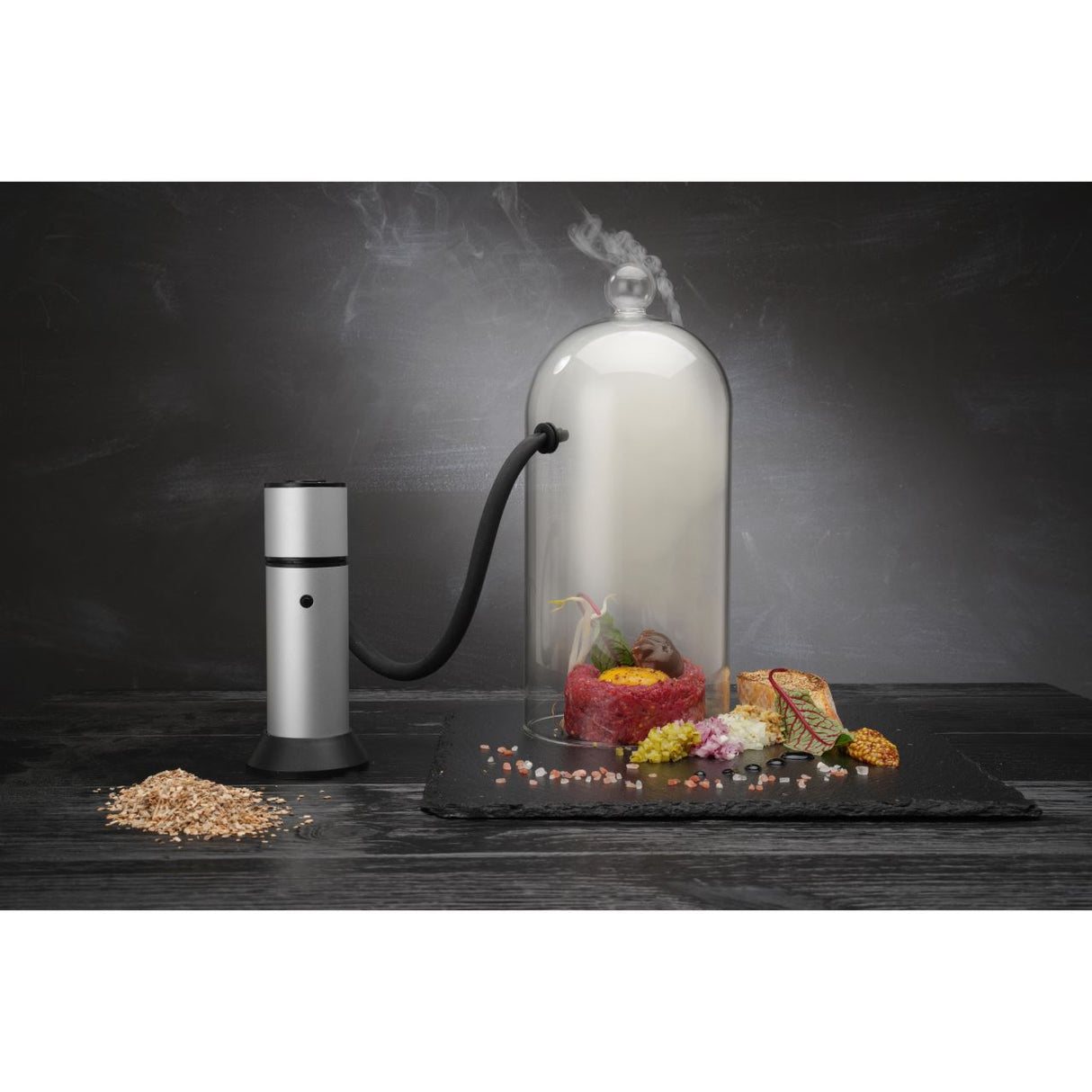 Cloche din sticla cu gaura pentru furtun fum, Hendi, diametru diametru130x(H)282 mm, poate fi utilizat in combinatie cu infuzorul de fum