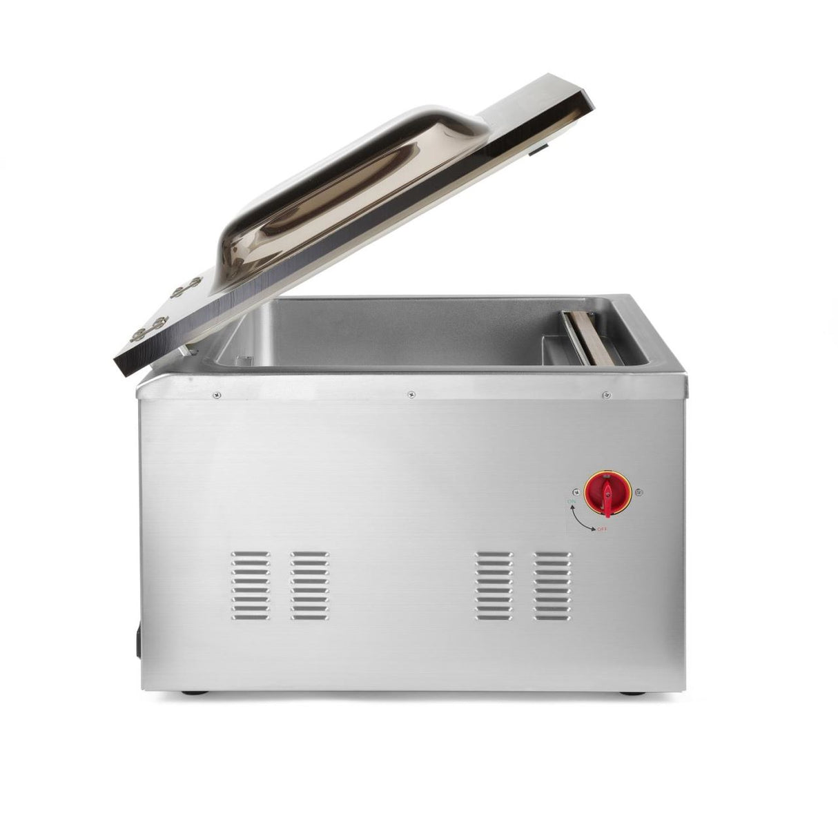 Aparat profesional de vidat cu camera 1000 W, banda sigilare 410 mm, latime 3 mm, timp si ciclu de sigilare ajustabile, Inox, display digital, Hendi Profi Line, 505x567x(h)465 mm