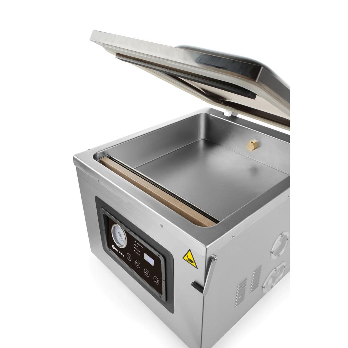 Aparat profesional de vidat cu camera 1000 W, banda sigilare 410 mm, latime 3 mm, timp si ciclu de sigilare ajustabile, Inox, display digital, Hendi Profi Line, 505x567x(h)465 mm