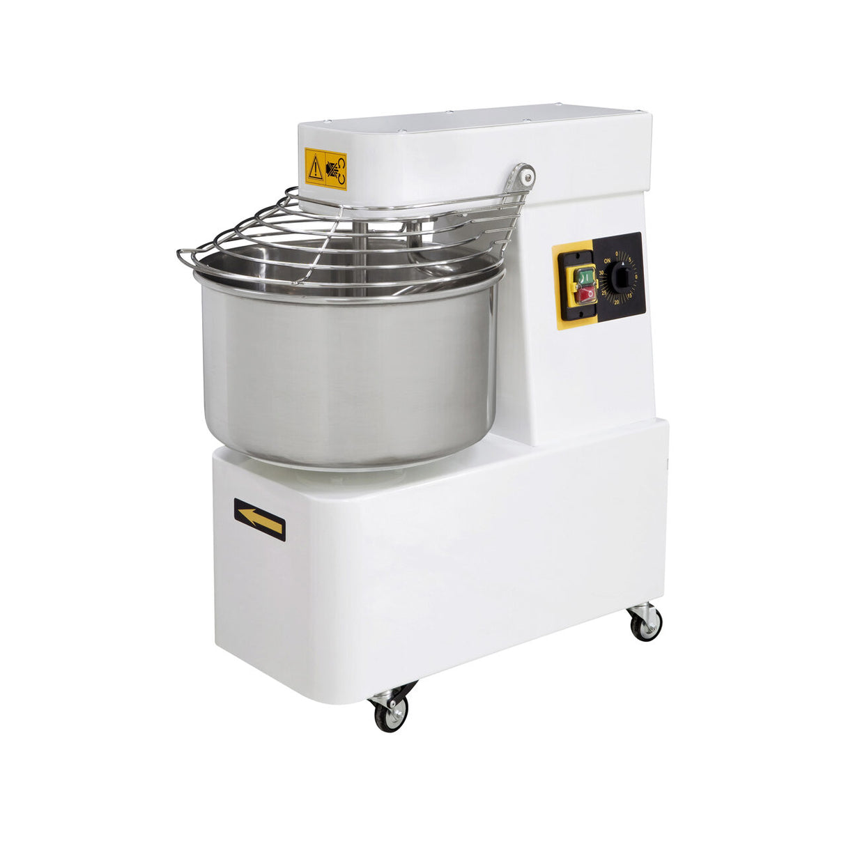 Malaxor profesional spirala 2 viteze echipat cu roti pivotante vas capac si spirala din inox 18/10 Hendi 22 litri 750 W, capacitate maxima incarcare 16Kg, 385x670x(H)725 mm