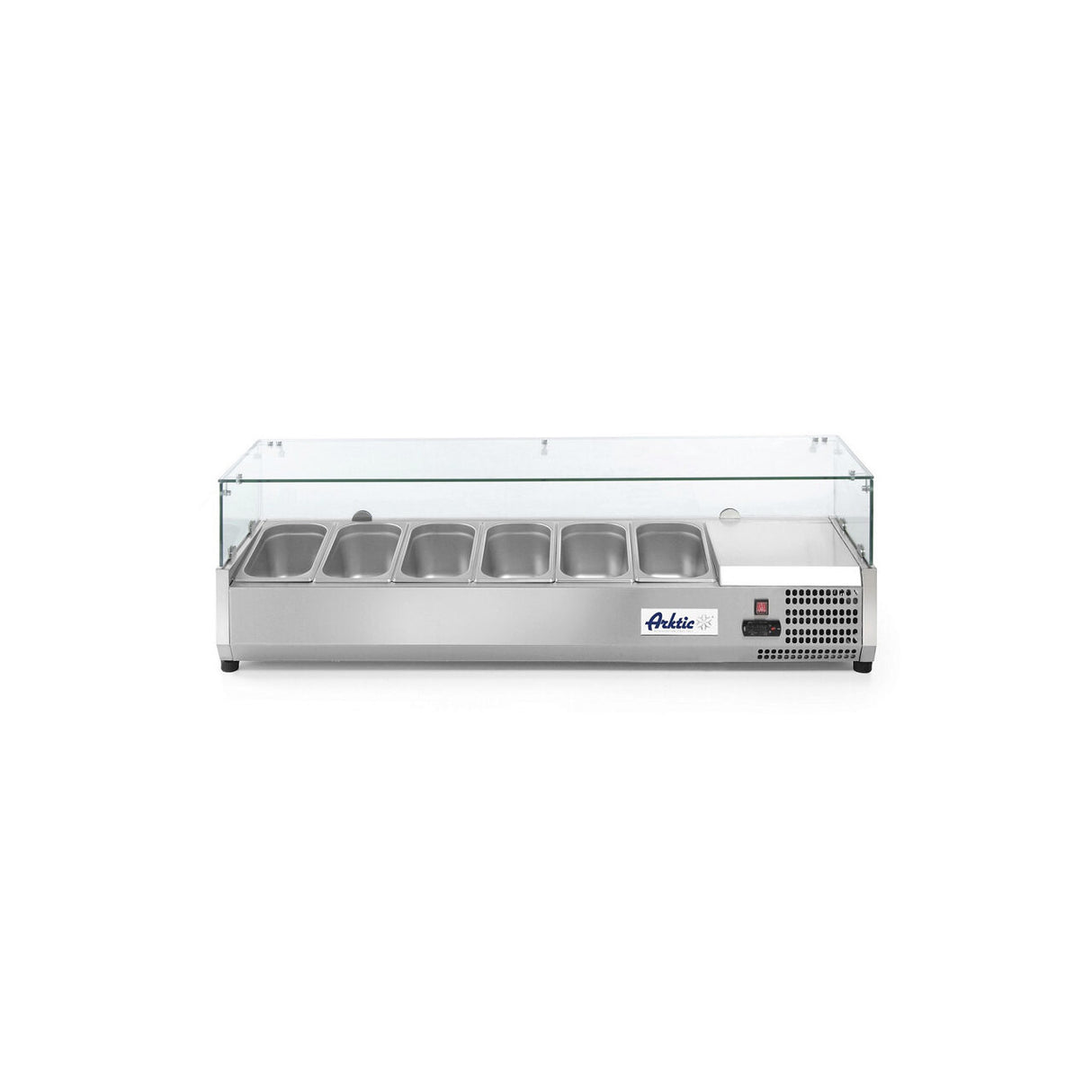 Vitrina prezentare Hendi, interval temp. -2/8?C, 180W, corp inox, ARKTIC by Hendi, 1405x395x(H)430 mm, 6 vase GN 1/3