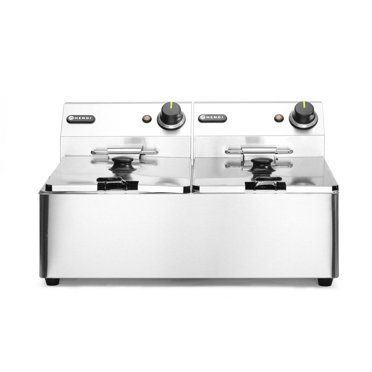 Friteuza electrica profesionala 2x6 litri 2x3300 W, termostat 0-190 gr C, corp inox, Hendi Kitchen Line, 550x430x(H)290 mm