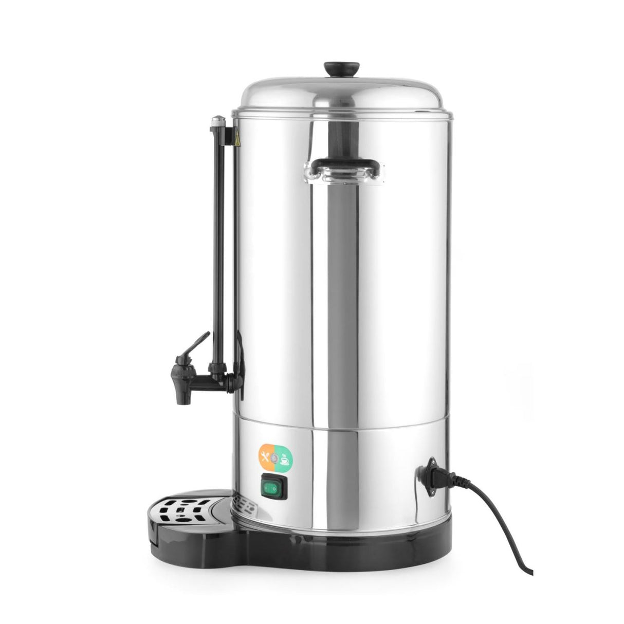 Percolator / cafetiera profesionala, 6lt, Hendi, cu pereti dubli din inox, 1500W, diam. 241x (H)480 mm, robinet anti-picurare, temperatura ajustabila pana la 100 C, filtru incorporat pentru cafea macinata
