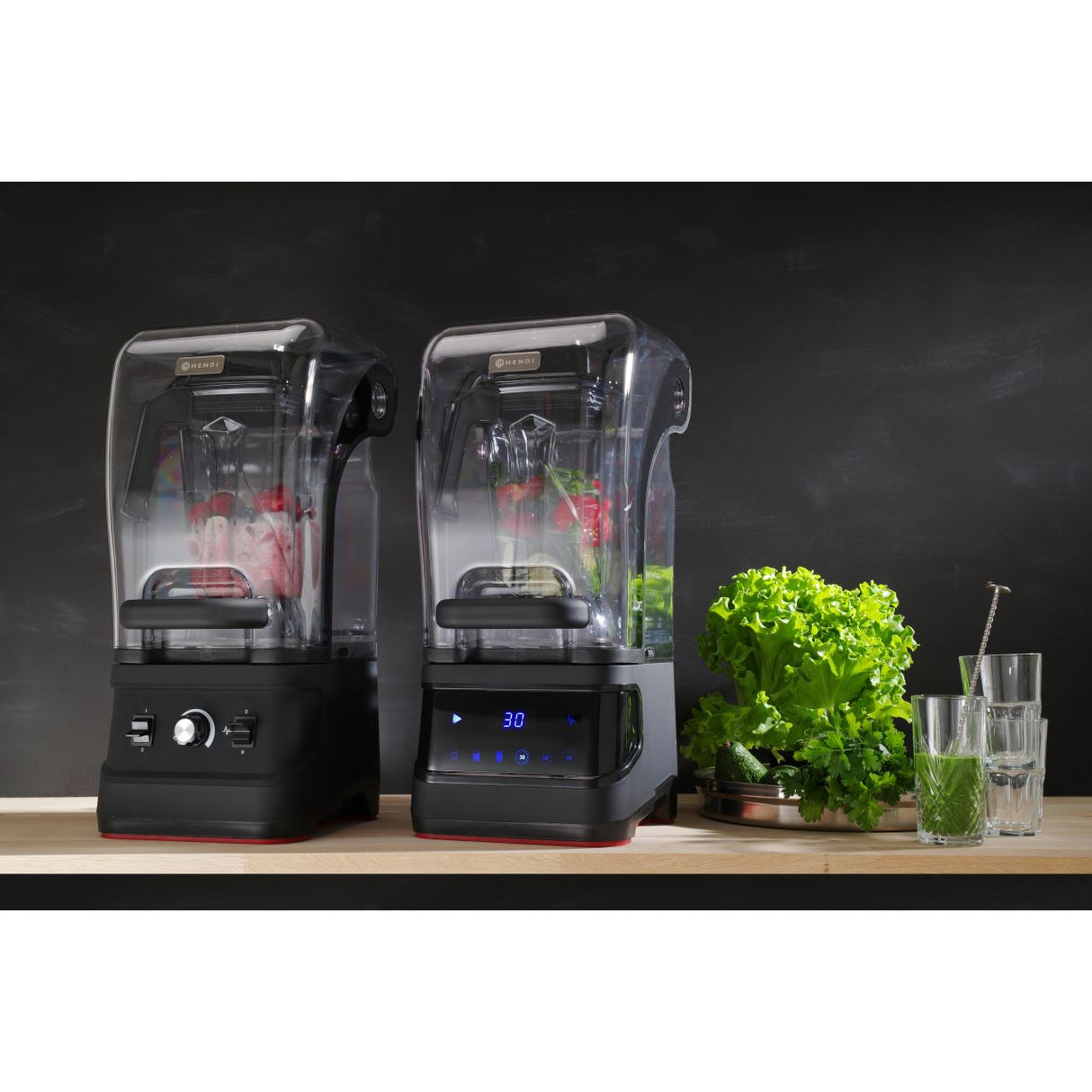Blender profesional, capac protectie fonica, digital, cana policarbonat 2.5 lt, Hendi, viteza max 24800 rpm, 252x258x(H)547 mm