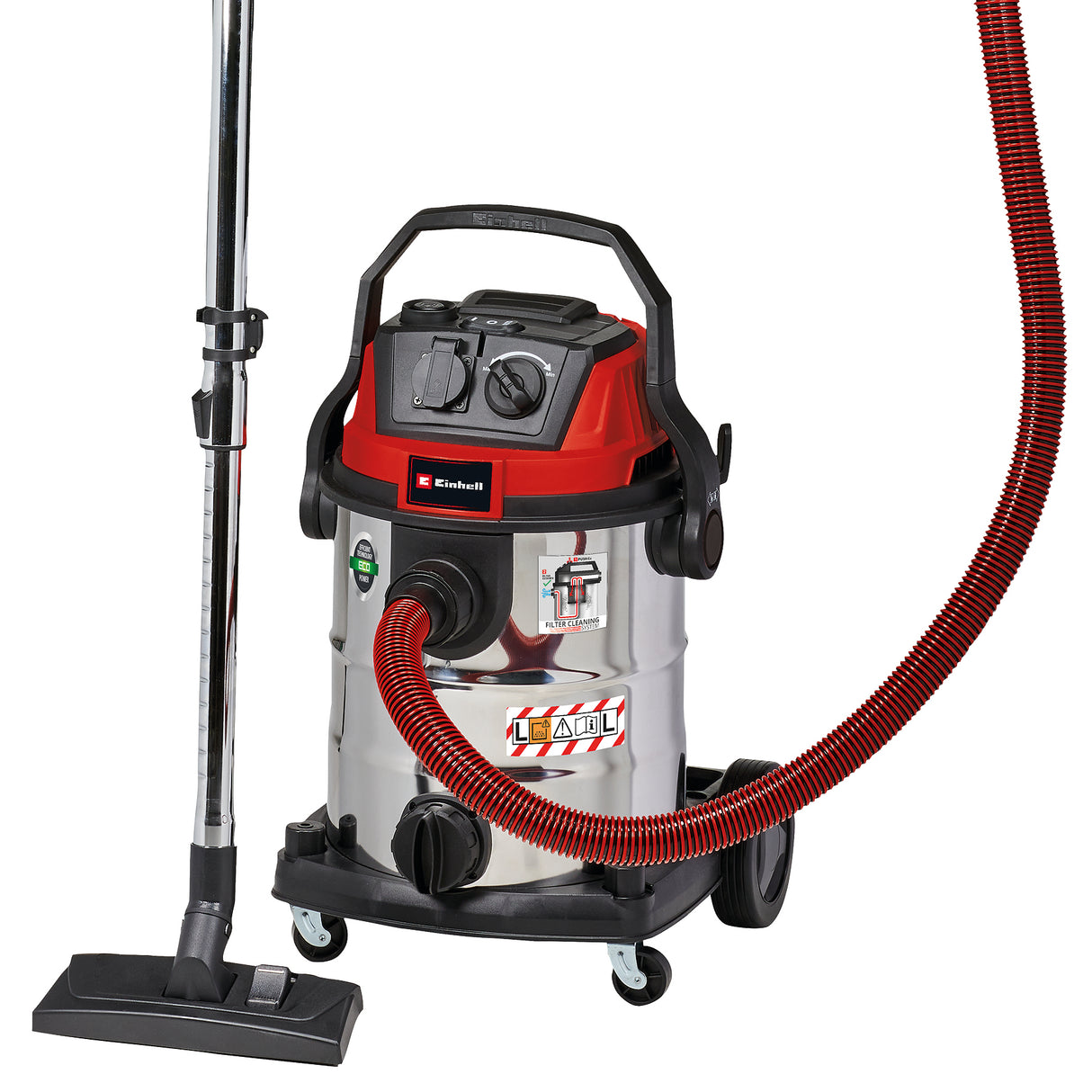 Einhell TE-VC 2025 SACL nedves/száraz porszívó, L porvédelmi osztály, >1 mg/m³ OEL értékű porszemcsékhez, 25 literes rozsdamentes acél tartály, szűrőtisztító rendszer, fúvókákkal és szűrővel együtt