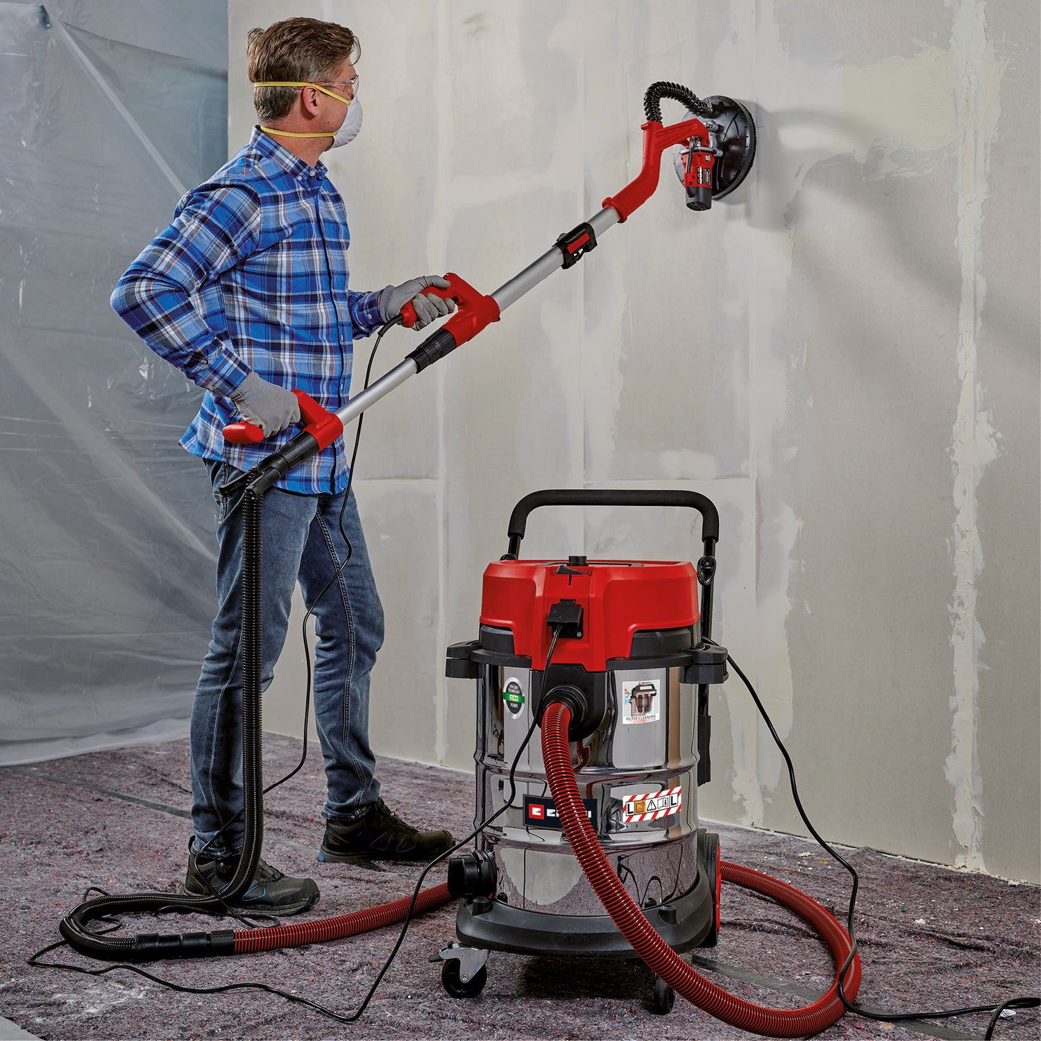 Einhell TE-VC 2350 SACL nedves/száraz porszívó, 1600 W, L porvédelmi osztály, szűrőtisztító rendszer, 230 mbar szívóteljesítmény, 50 l-es rozsdamentes acél tartály