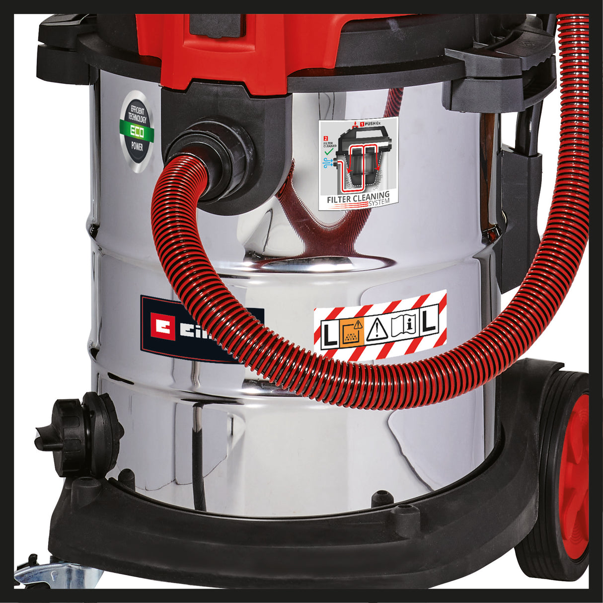 Einhell TE-VC 2350 SACL nedves/száraz porszívó, 1600 W, L porvédelmi osztály, szűrőtisztító rendszer, 230 mbar szívóteljesítmény, 50 l-es rozsdamentes acél tartály