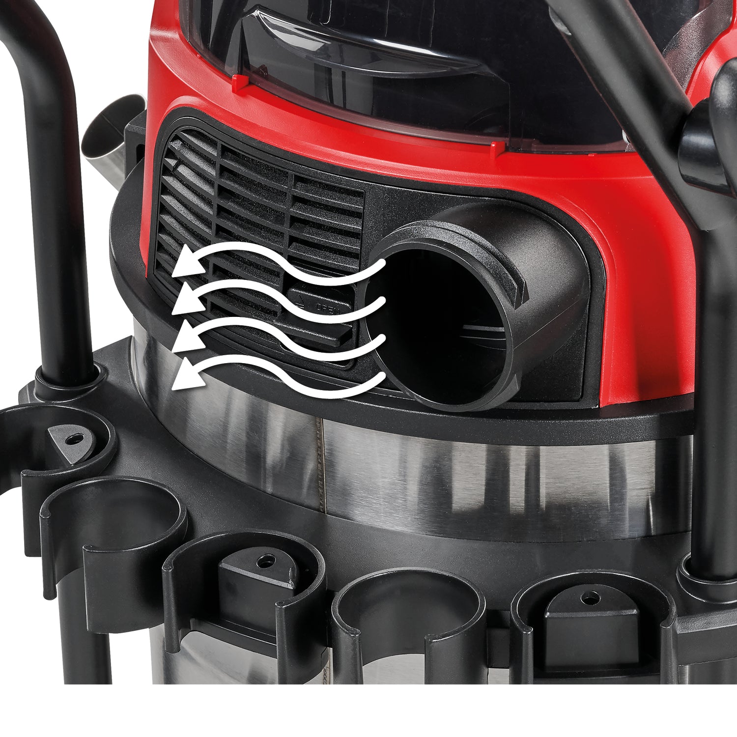 Einhell TE-VC 36/30 Li S-Solo Power X-Change akkus száraz/nedves porszívó (36 V, 30 l, 150 mbar, ECO / BOOST, 2,5 m szívótömlő, szűrők és fúvókák választékával együtt, akkumulátor nélkül)