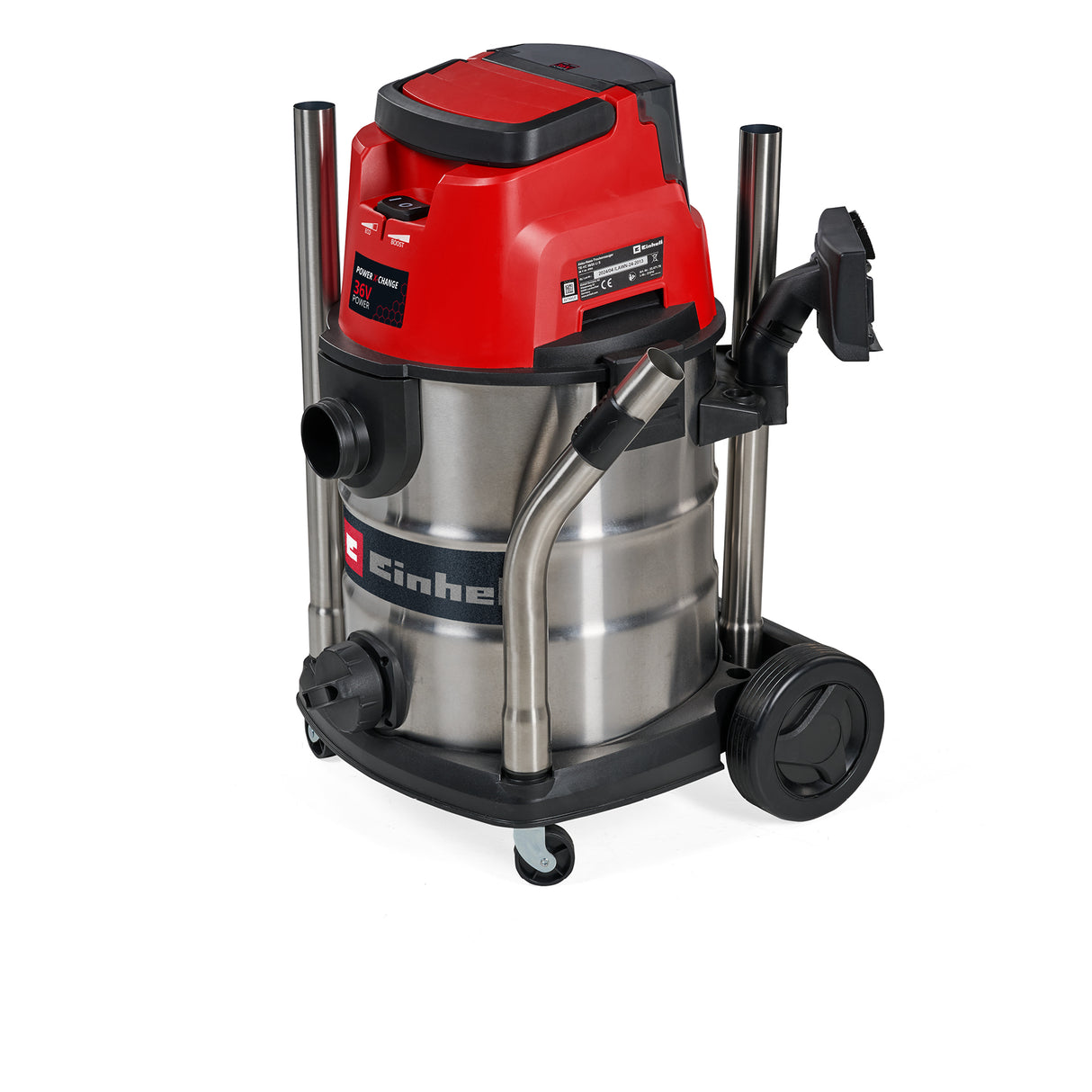 Einhell TE-VC 36/25 Li S-Solo Power X-Change akkus száraz/nedves porszívó (36 V, 25 literes rozsdamentes acél tartály, 150 mbar szívóteljesítmény, szűrők és fúvókák választékával együtt, akkumulátor nélkül)