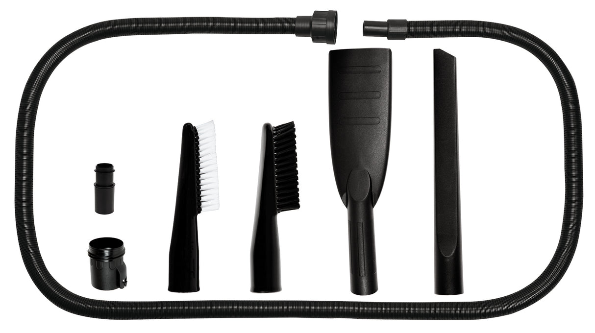 Set original de curatare a masinii Einhell (potrivit pentru aspirator umed/uscat, inclusiv furtun aspirare lung de 3 m, perie tare si moale pentru tapiterie, duza ingusta, duza scaune auto si adaptor)