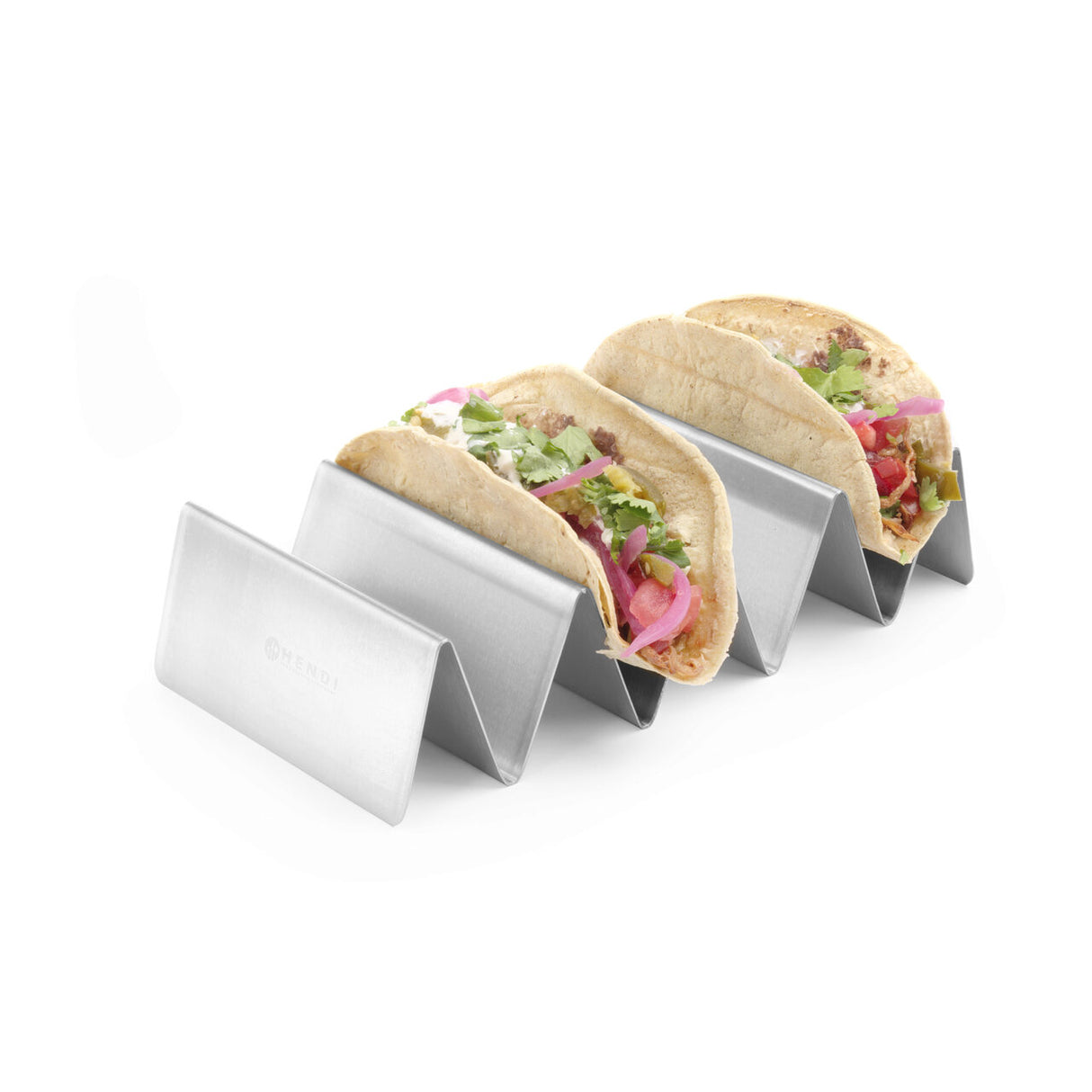 Suport din inox Hendi, pentru 4 taco/hot-dog/bagheta, 225x115x(H)50mm