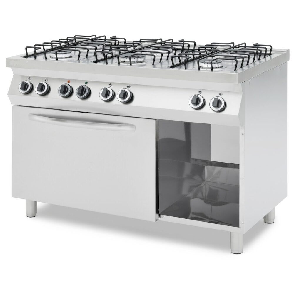 Masina de gatiti cu 6 arzatoare gaz si cuptor electric GN 1/1, HENDI Smart, 230V/3000W, 25500kW,1200x700x(H)900mm