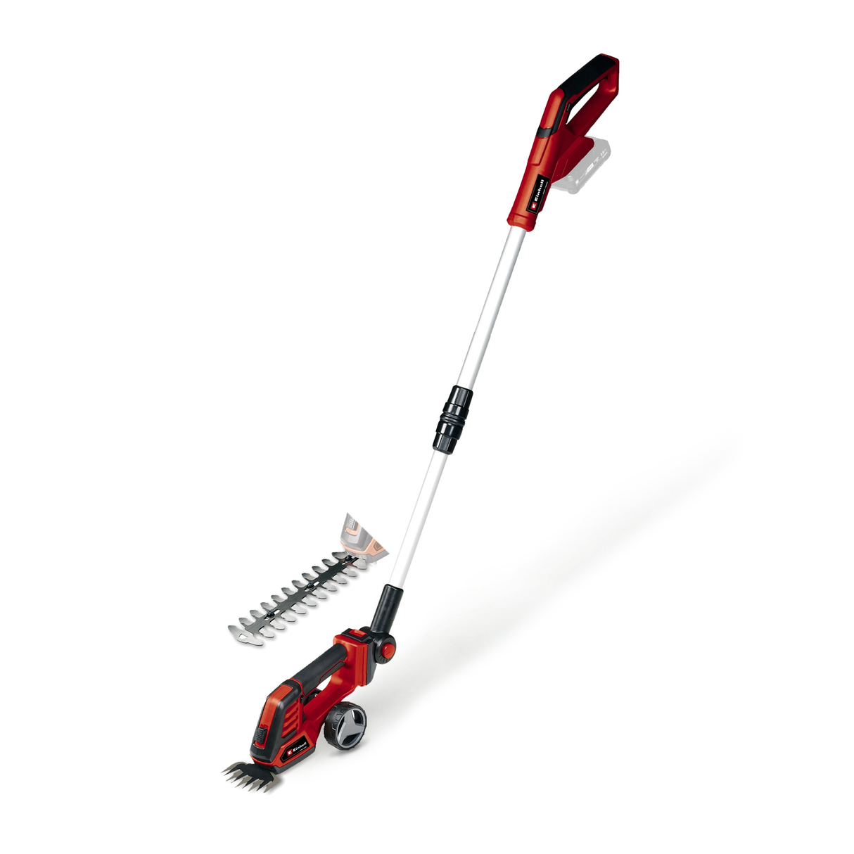 Foarfeca de iarba si arbusti pe acumulator Einhell GE-CG 18/100 Li T-Solo Power X-Change (Li-ion, 18 V, maner telescopic, latime de taiere a lamei pentru iarba 100 mm, lama de foarfece pentru arbusti 200 mm, fara acumulator sau incarcator
