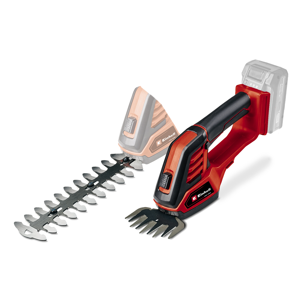 Foarfeca de iarba si gard viu pe acumulator Einhell GE-CG 18/100 Li-Solo Power X-Change, Li-Ion, 18 V, latime de taiere a lamei pentru iarba 100 mm, latime de taiere a lamei pentru arbusti 200 mm, fara baterie si incarcator