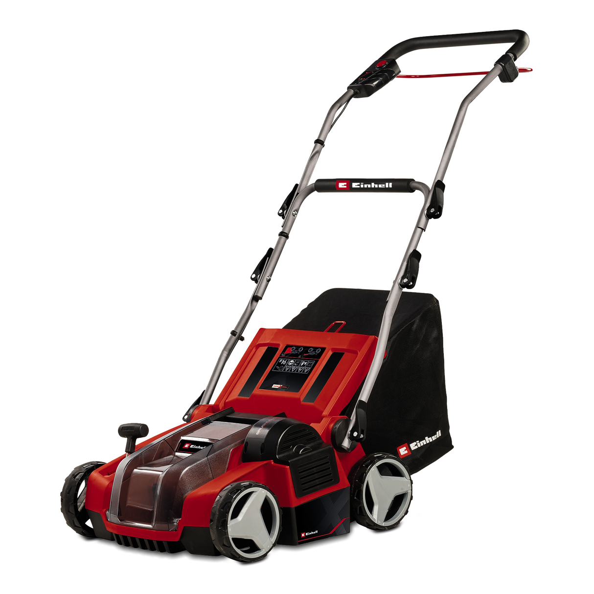 Einhell GE-SA 36/35 Li-Solo Power X-Change akkus talajlazító/gyepszellőztető (Li-ion, 36 V, szénkefe nélküli motor, 35 cm-es pengéjű henger, 28 literes gyűjtőzsák, állítható munkamélység, akkumulátor és töltő nélkül)