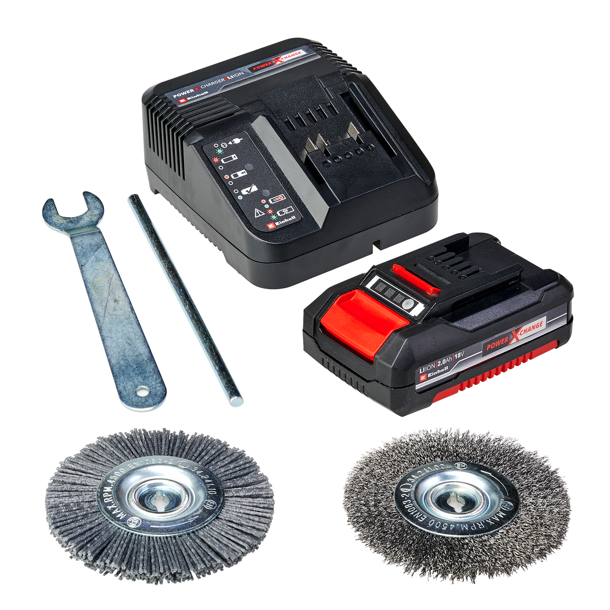 Einhell GC-CC 18 Li Kit Power X-Change akkus járdatisztító (18 V, állítható teleszkópos nyél, csere kefék, 2.0 Ah újratölthető akkumulátorral és töltővel)