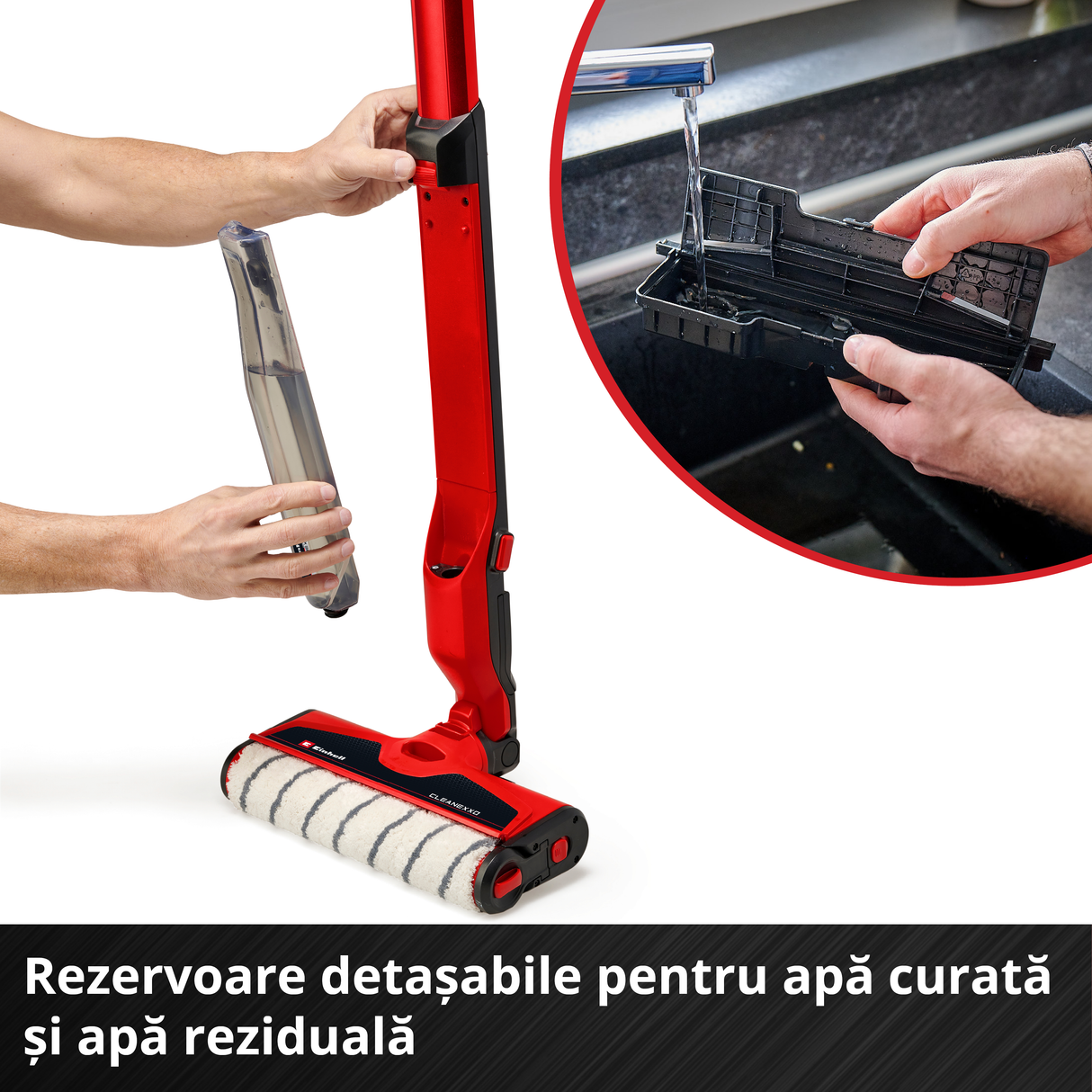 Masina de spalat podele dure pe acumulator Einhell CLEANEXXO Power X-Change (18 V, rola perie 290 mm, mod BOOST, functie de autocuratare, alimentare cu apa reglabila, fara acumulator
