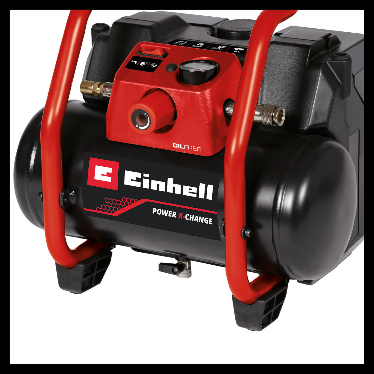 Compresor pe acumulator Einhell TE-AC 36/150 Li OF-Solo Power X-Change (36 V, max. 8 bar, rezervor de 6 L, capacitate de admisie 150 L/min, manometru, fara ulei, fara acumulator
