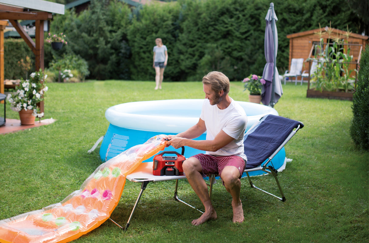 Compresor cu acumulator Einhell PRESSITO 18/21 Power X-Change, Li-ion, 18 V, pompa de inalta si joasa presiune, afisaj digital al presiunii, functie de oprire automata, fara acumulator si incarcator