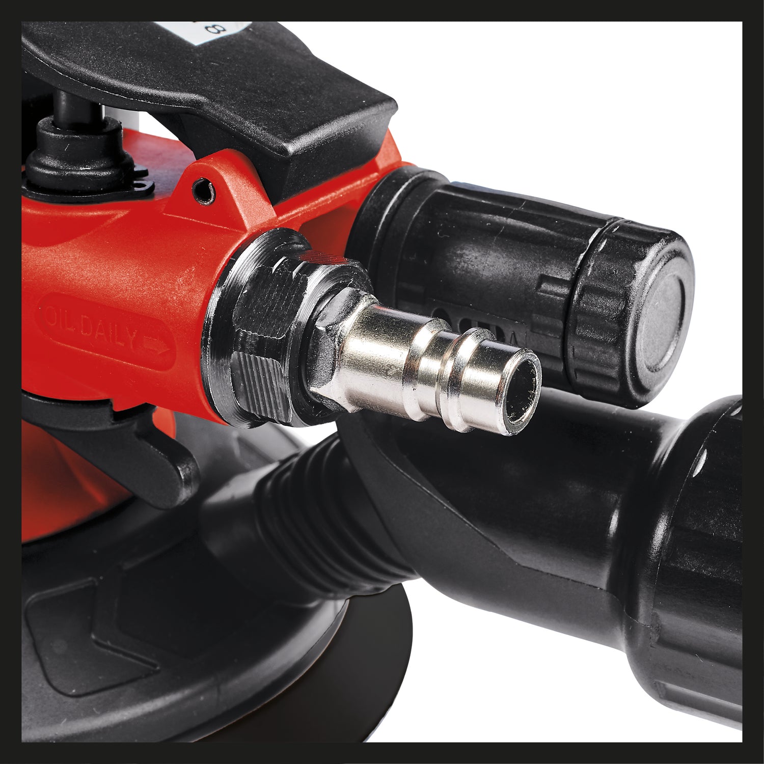 Einhell TC-PE 150 pneumatikus excenteres csiszoló, 150 mm-es csiszolókorong átmérővel, fokozatmentes állítókarral, 6 csiszolólappal, dugós csatlakozóval és kulccsal