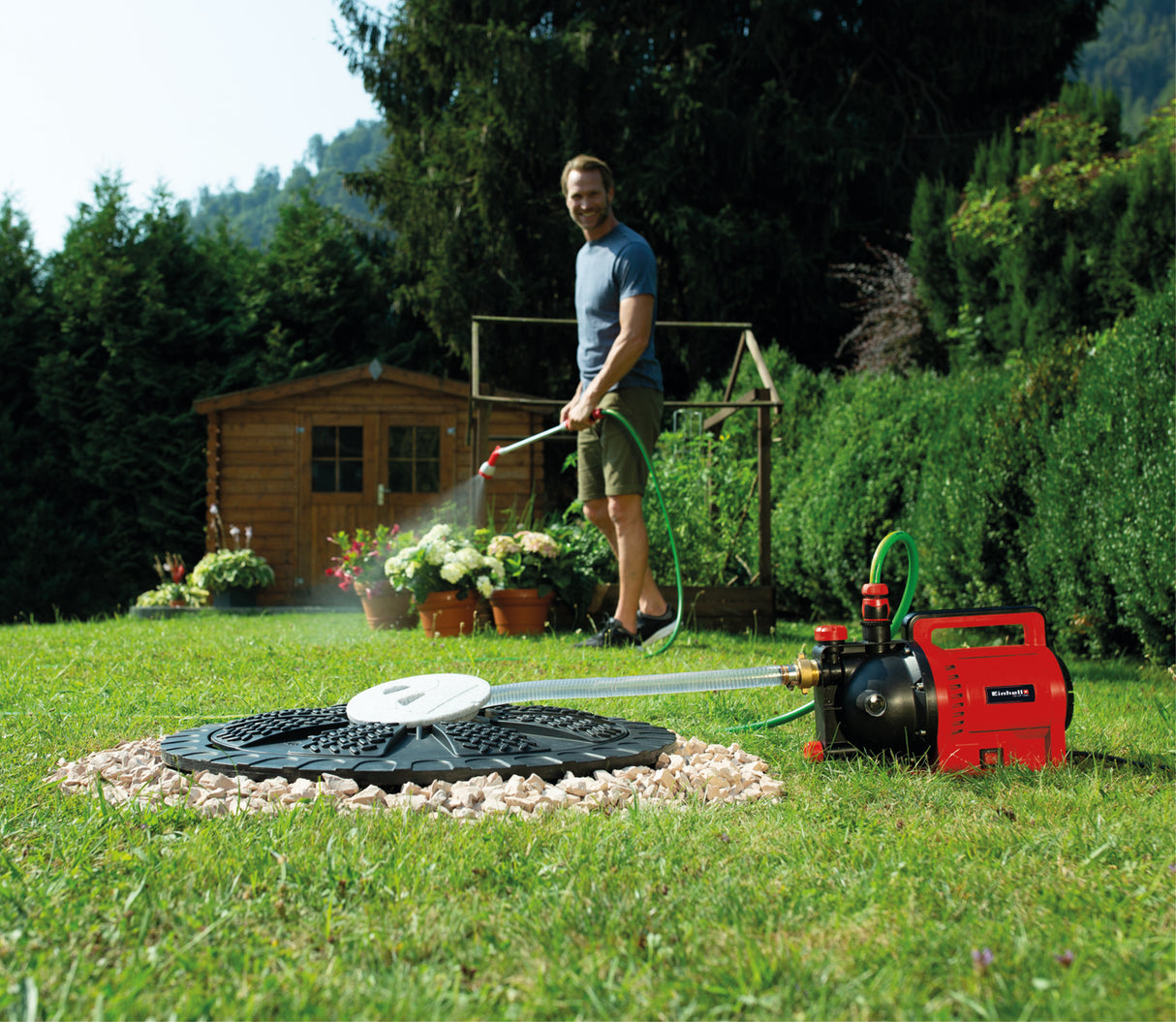 Einhell GC-GP 1045 kerti szivattyú, 1050 W, vízszintjelző, vízbetöltő nyílás, fagyvédelem a vízleeresztő csavarnak köszönhetően, termosztatikus kapcsoló, be/ki kapcsoló