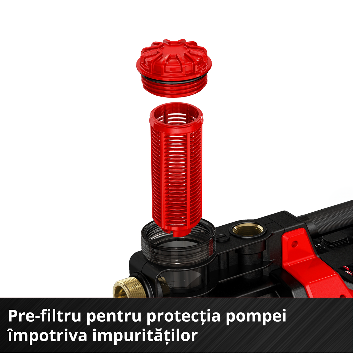 Pompa de gradina pe acumulator Einhell AQUINNA 18/30 F LED Power X-Change (18 V, debit max. 3.000 l/h, 2 sloturi pentru baterii, timp de functionare dublu, moduri ECO/BOOST, prefiltru, fara acumulator