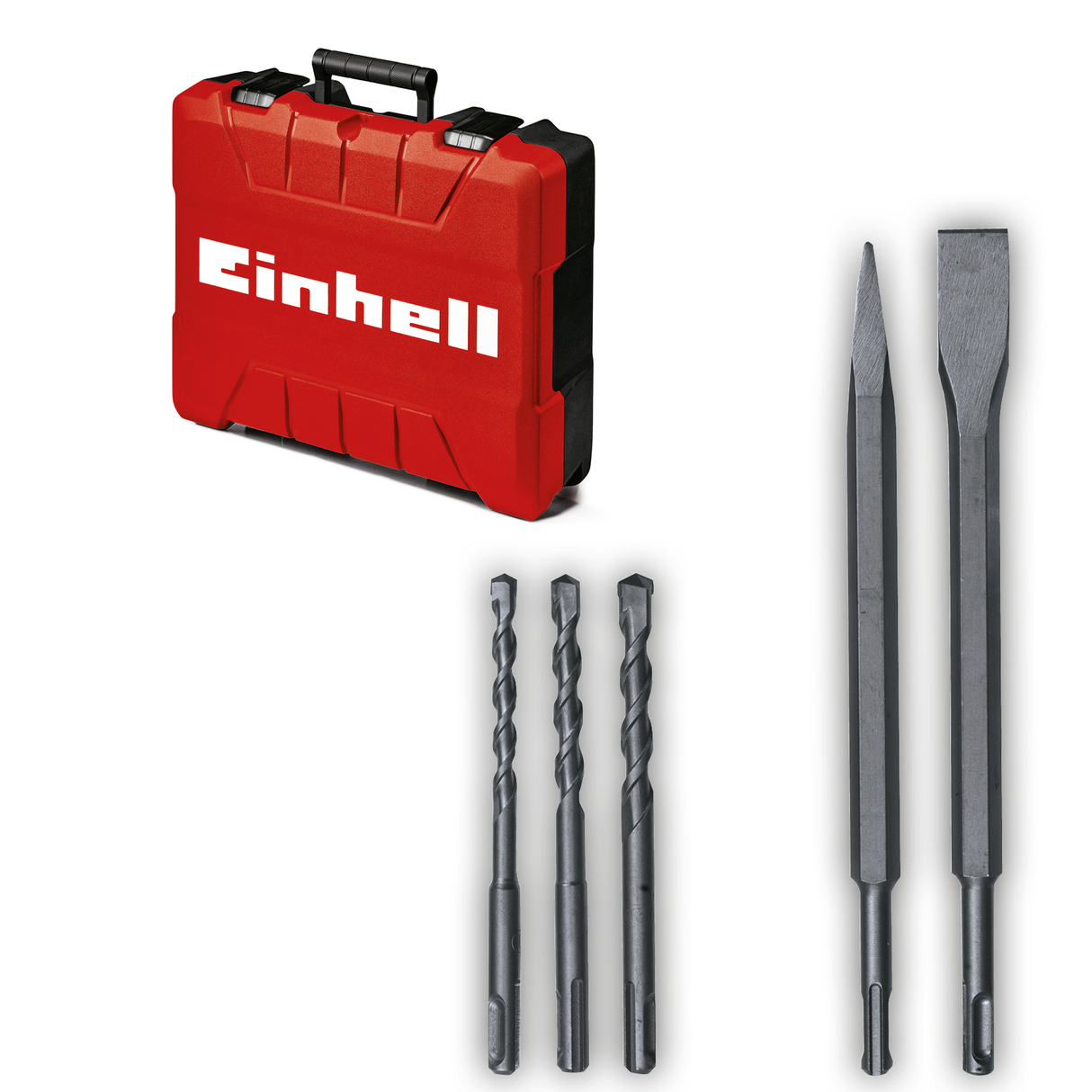 Ciocan rotopercutor Einhell TE-RH 32 4F Kit, 1250 W, 5 Jouli, capacitate de gaurire in beton de 32 mm, SDS Plus, maner antivibratii, incl. cutie electrica, 3 burghie, dalti ascutite si plate