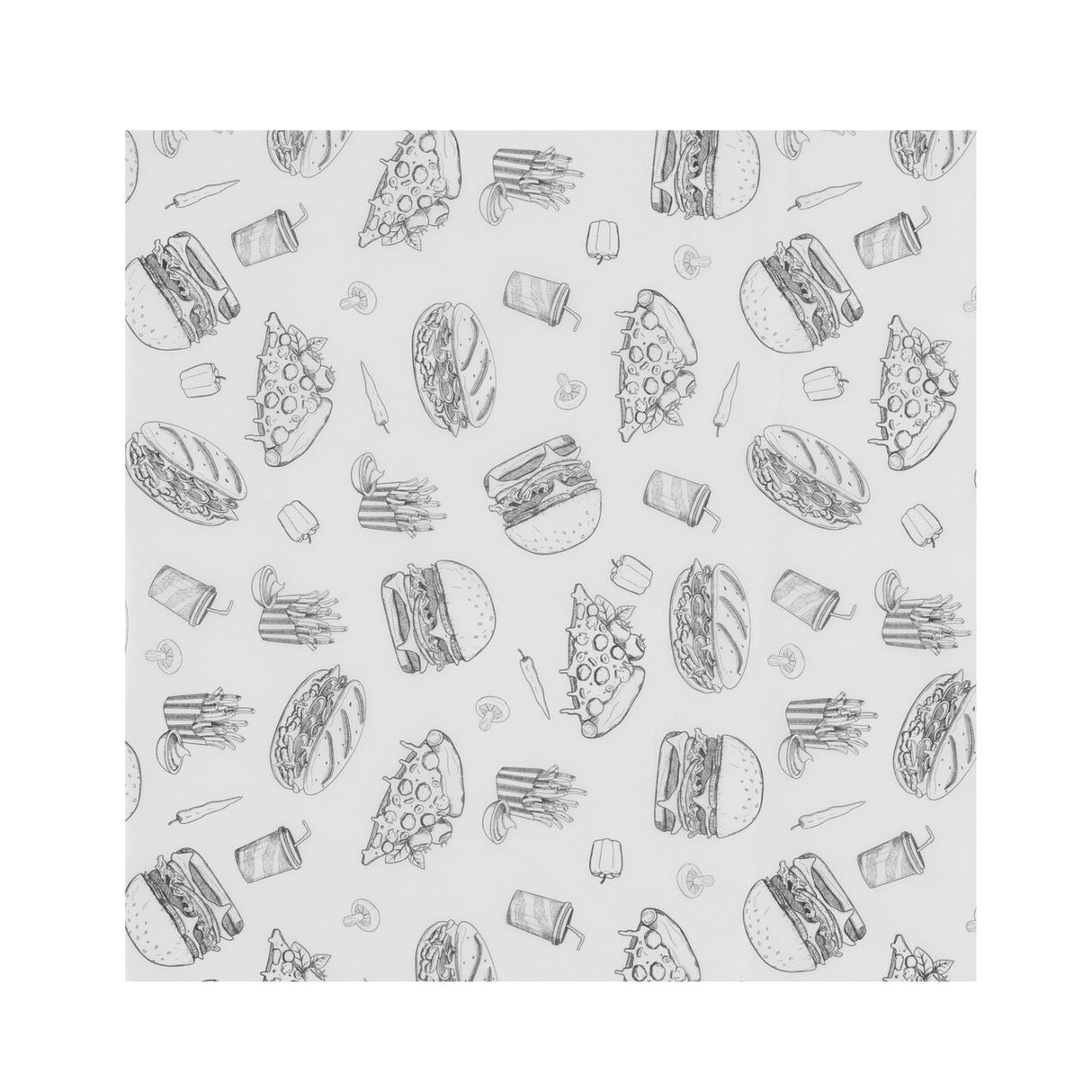 Hartie rezistenta la grasimi , HENDI, Fast Food Illustration Pattern, 500 pcs., 305x305mm