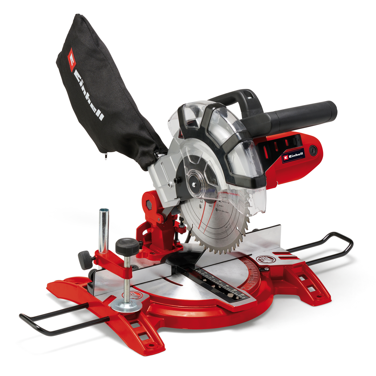 Fierastrau circular cu taiere transversala si unghiulara Einhell TC-MS 2112, max. 1.600 W, 5.000 rpm, lama de Fierastrau cu varf de carbura de inalta calitate, placa rotativa cu reglare a unghiului de 45° stanga/dreapta