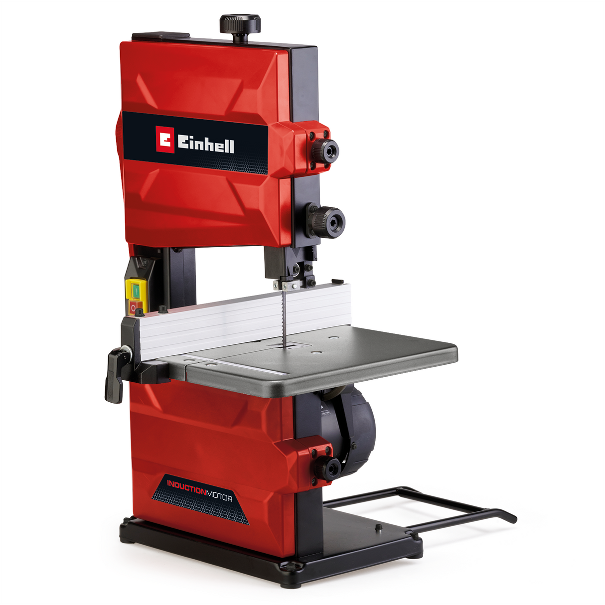 Einhell TC-SB 200/1 szalagfűrész, szerszám nélküli pengecsere, párhuzamos vezető, magasságállítás, golyóscsapágyas vezető, fokozatmentesen dönthető asztal